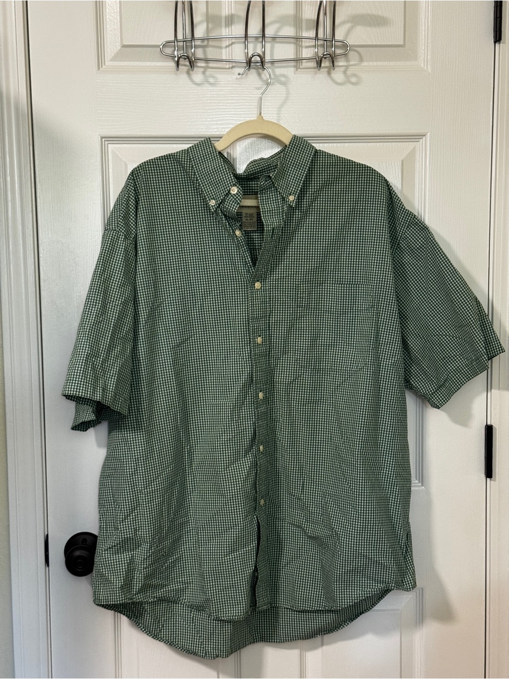 Eddie Bauer Green Check Short-Sleeve Button-Down Shirt